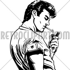 Greaser Cartoon Greaser Lighting Cigarette