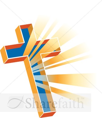 Multidimensional And Colorful Cross With Rays   Cross Clipart