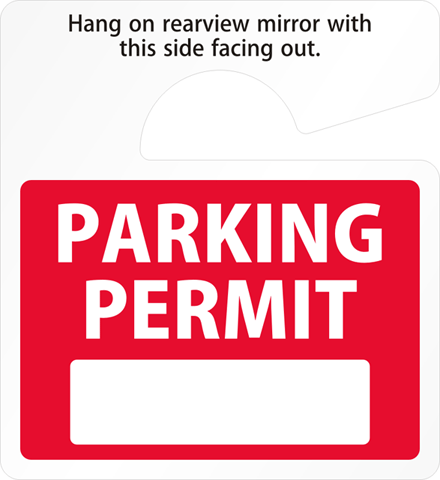 Parking Hang Tag With Customizable Numbers
