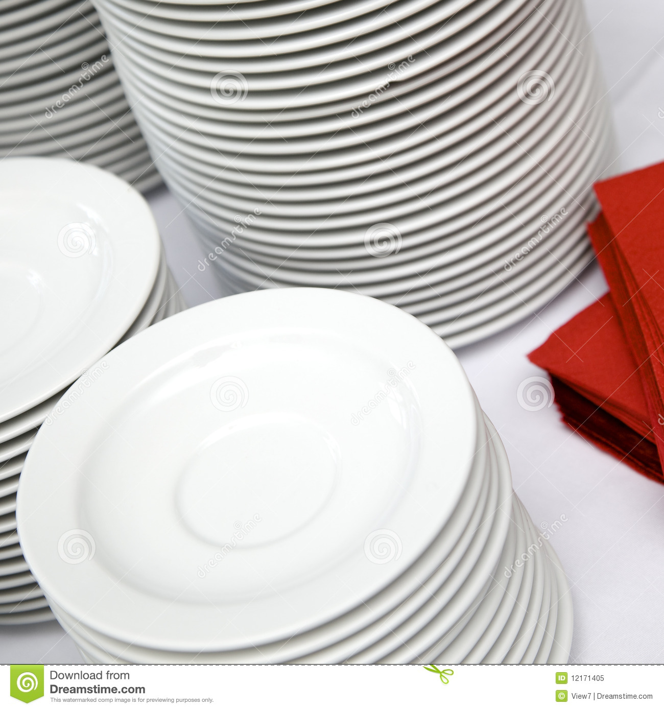 Plates Stacked At Buffet Line Royalty Free Stock Photo   Image    