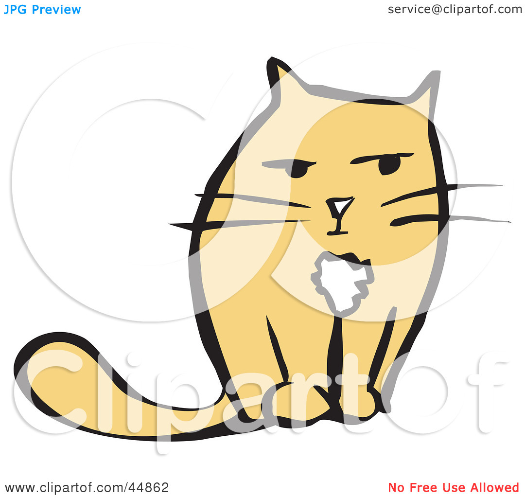 Royalty Free  Rf  Clipart Illustration Of A Grouchy Yellow Cat Facing
