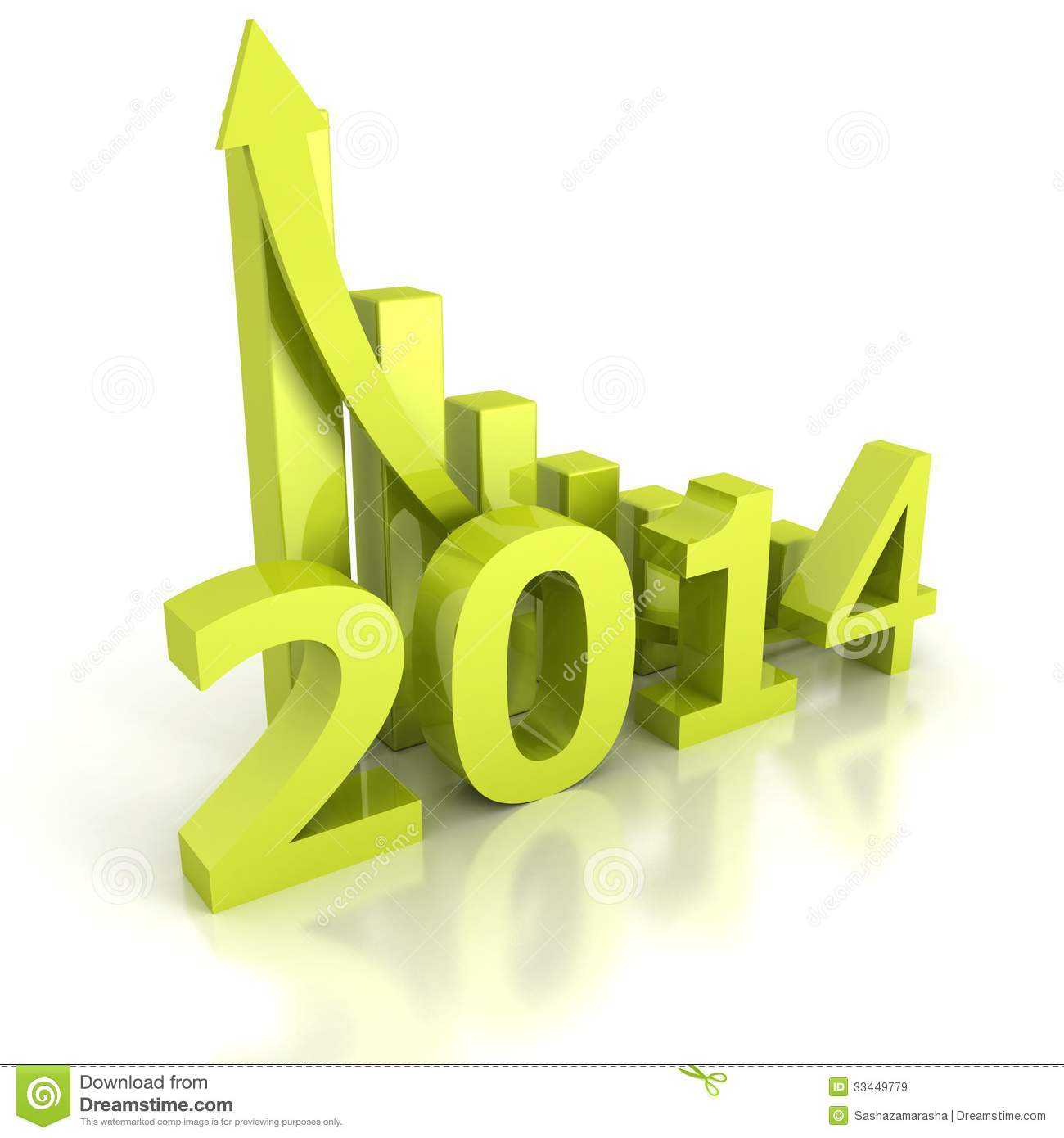 2014 Future Success Bar Diagram With Growing Arrow Royalty Free Stock
