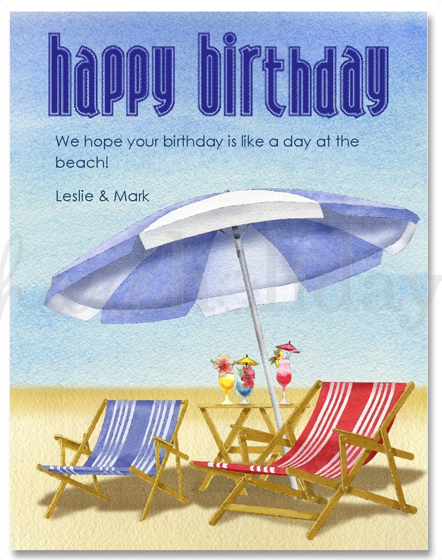 Beach Day Birthday Card   Page 1