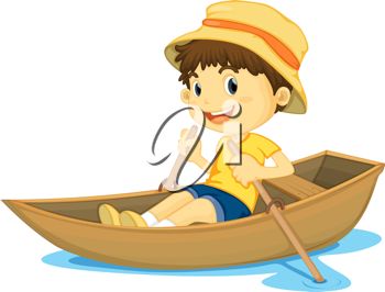 Clip Art Image Of A Boy Rowing His Boat On A Lake  Clipart Image Jpg
