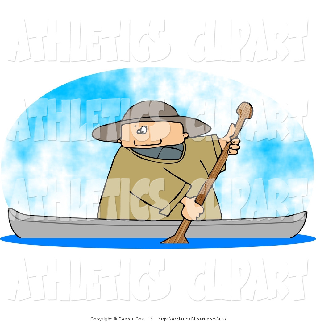 Clip Art Of A Man Rowing A Boat On A Still Lake