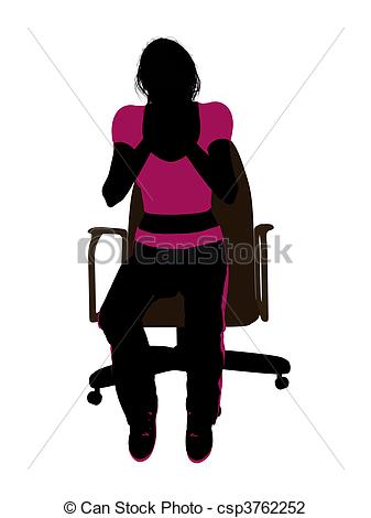Clip Art Of Female Workout Sitting On A Chair Silhouette   Female    