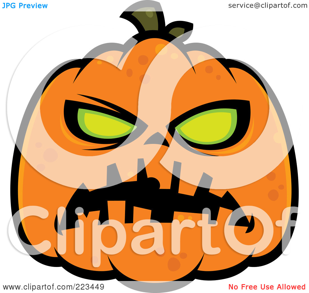 Clipart Illustration Of A Spooky Green Eyed Halloween Pumpkin By John