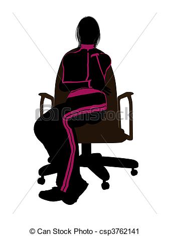 Clipart Of Female Workout Sitting On A Chair Silhouette   Female    