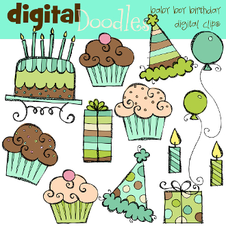 Combo Baby Boy Birthday Digital Clip Art And Stamps