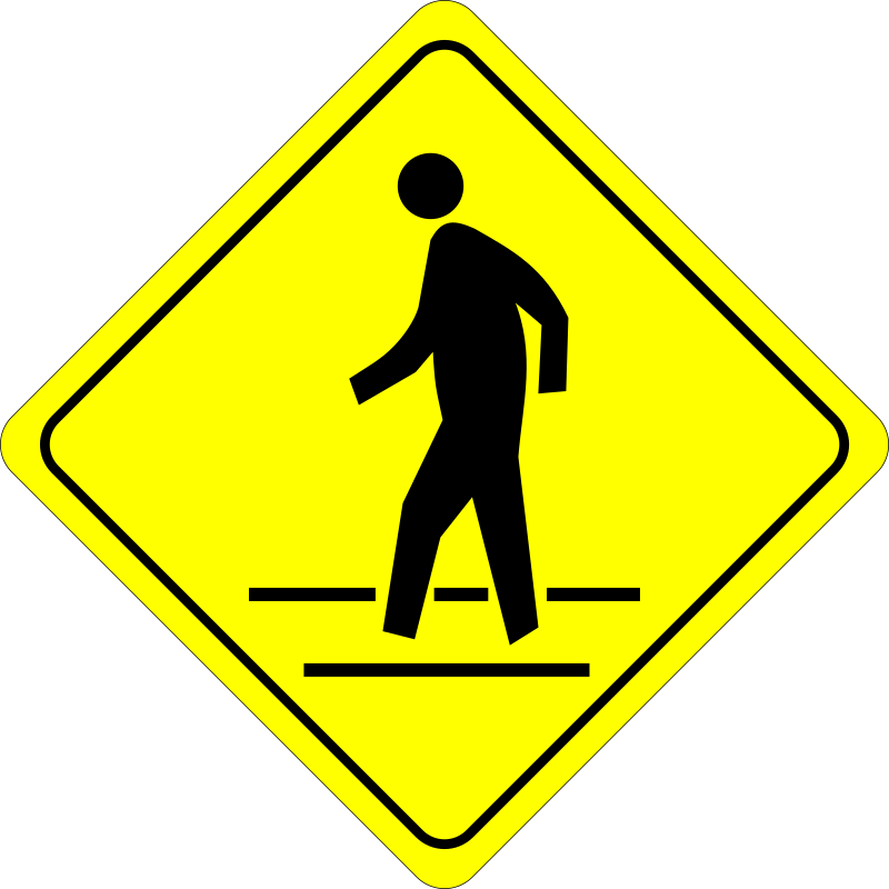 Crossing By Algotruneman   Pedestrian In Crosswalk   Caution Road Sign