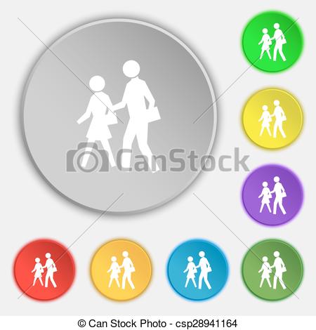 Crosswalk Icon Sign  Symbol On Five Flat Buttons  Vector   Csp28941164