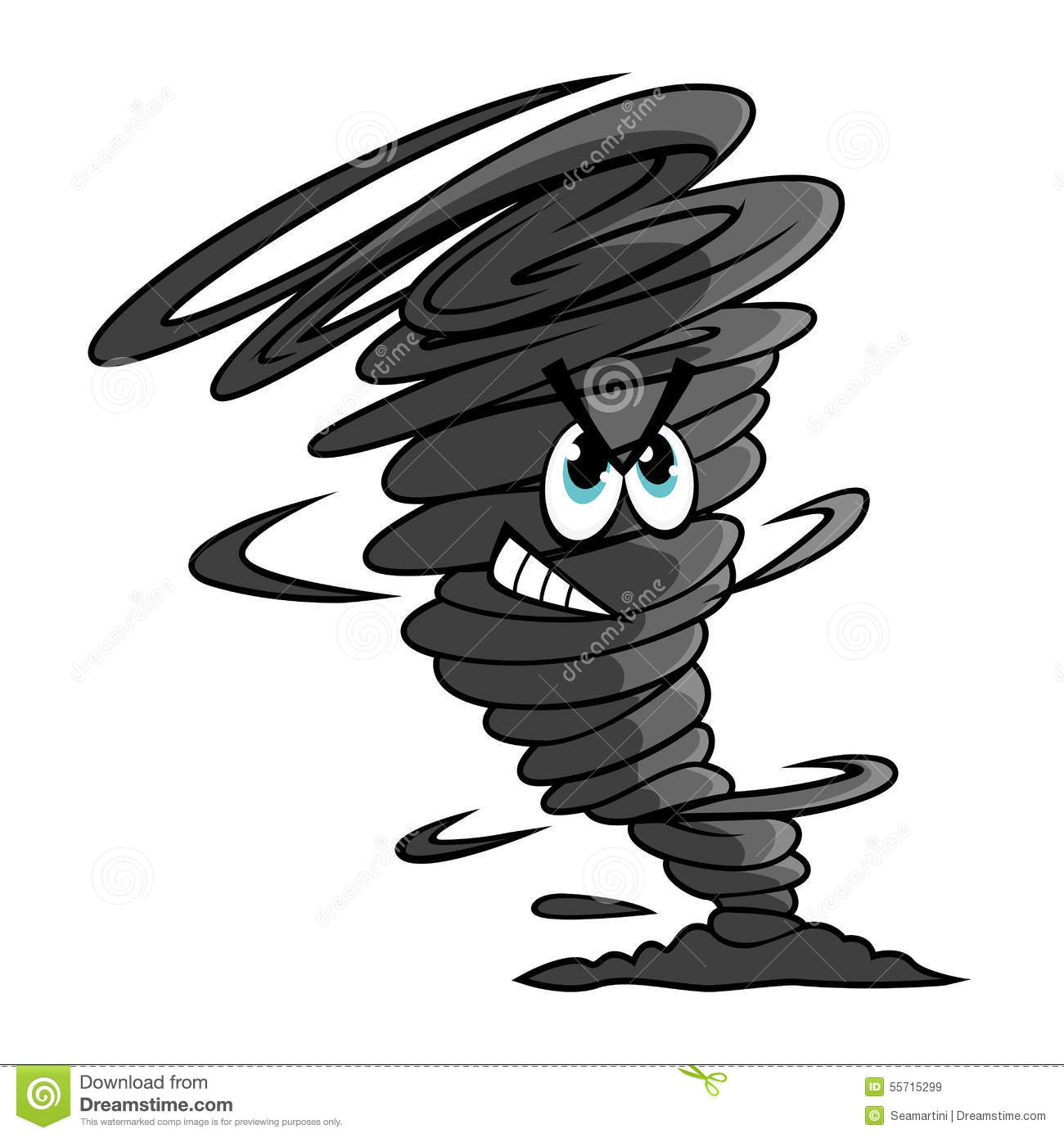 Danger Dark Gray Tornado Funnel Cartoon Character Encircled By A Cloud    