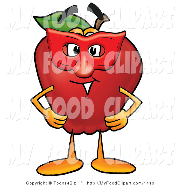 Food Clip Art Of A Happy Red Apple Character Mascot Wearing A Red Mask    