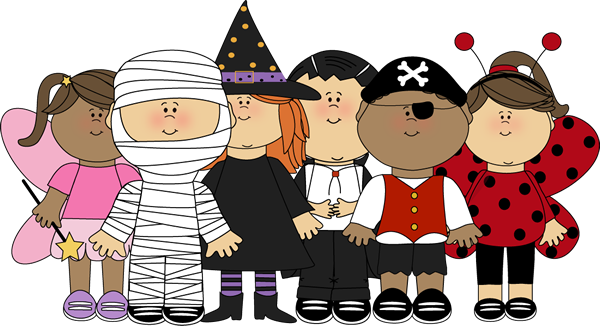 Halloween Kids Clip Art Image   Group Of Kids Dressed Up For Halloween