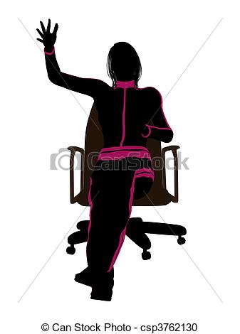 Illustration Of Female Workout Sitting On A Chair Silhouette   Female