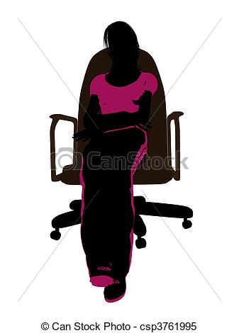Illustrations Of Female Workout Sitting On A Chair Silhouette   Female