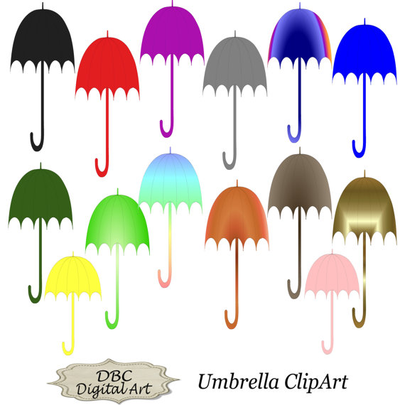 Items Similar To Umbrella Clipart Digital Paper Blue Rainbow Green