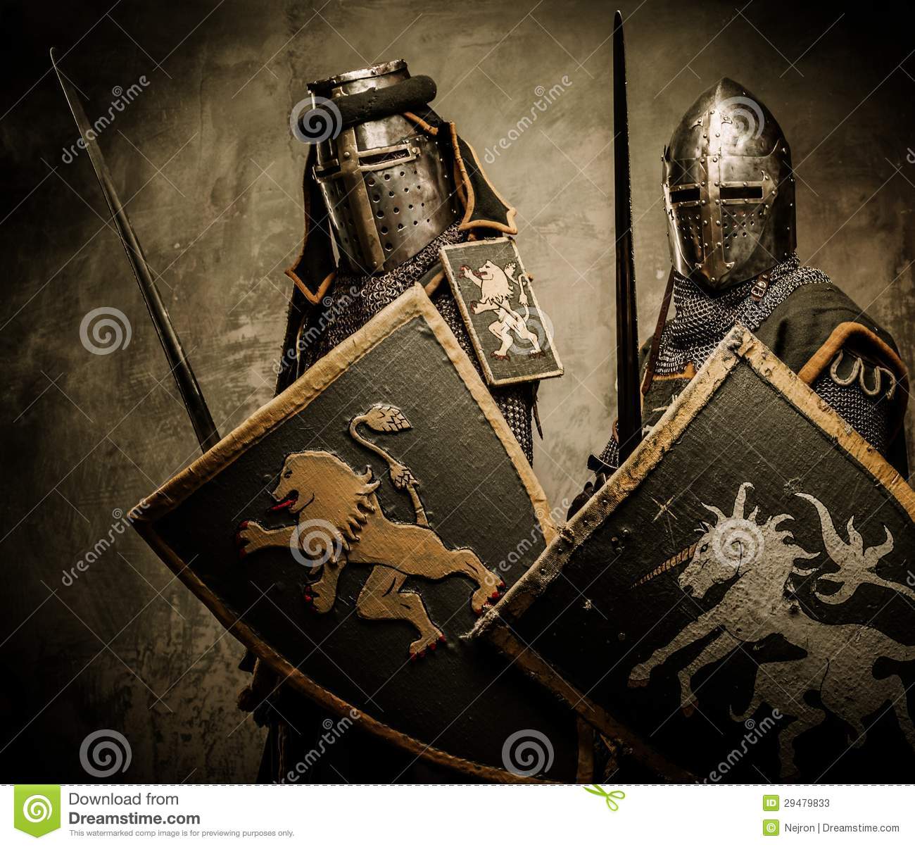 Knights With Swords And Shields Stock Photos   Image  29479833