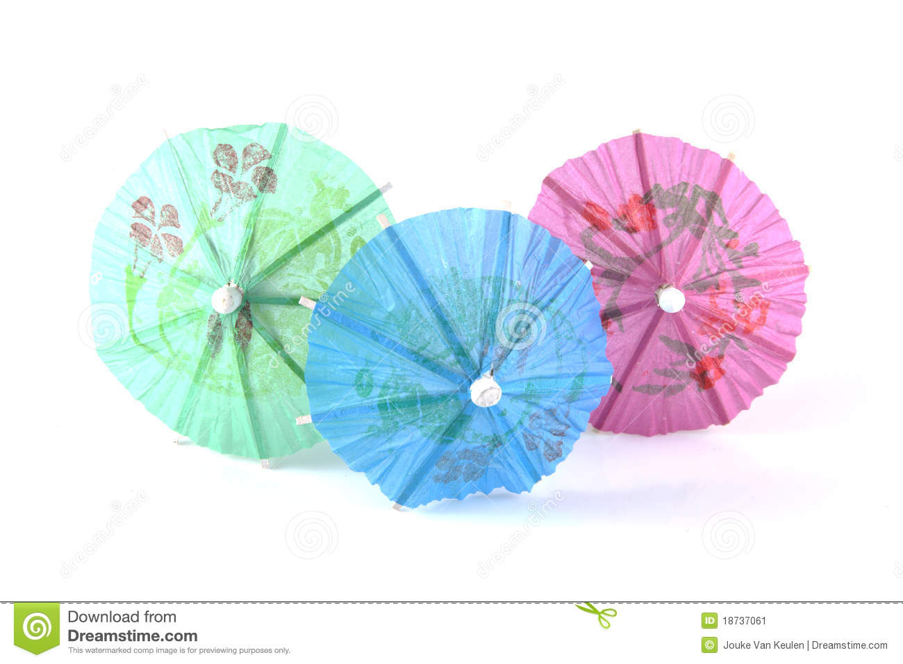 Paper Umbrellas On A White Background 