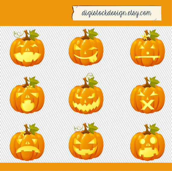 Pumpkin Clipart  Spooky Pumpkin Illustration  Halloween Clipart