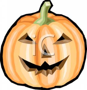 Spooky Carved Pumpkin   Royalty Free Clipart Picture