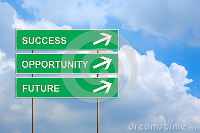 Success Opportunity And Future On Green Road Sign Royalty Free Stock    