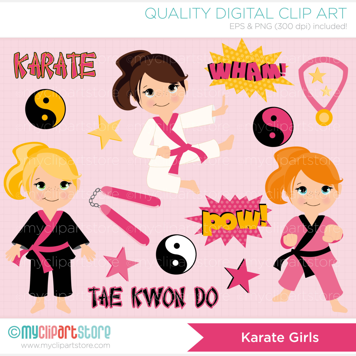 Tae Kwon Do   Karate Girl Clip Art   Digital By Myclipartstore