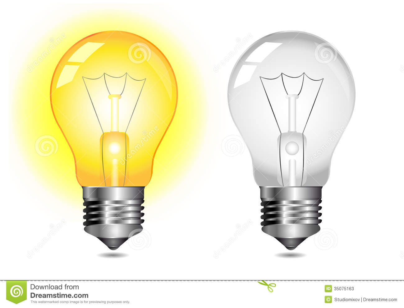 Vector Eps10  Glowing Light Bulb Icon   On   Off 