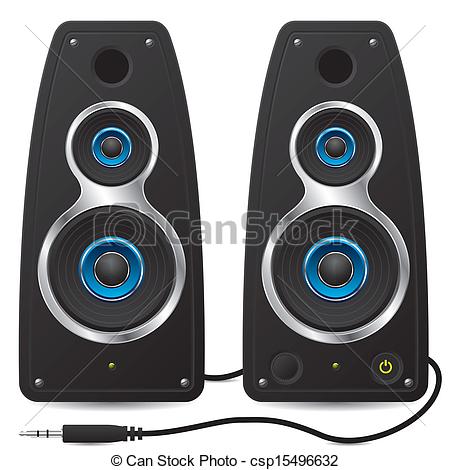 Vectors Of Stereo Speakers With Plug   Black Stereo Speaker Set With