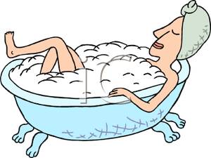 Woman Relaxing In The Bathtub   Royalty Free Clipart Picture