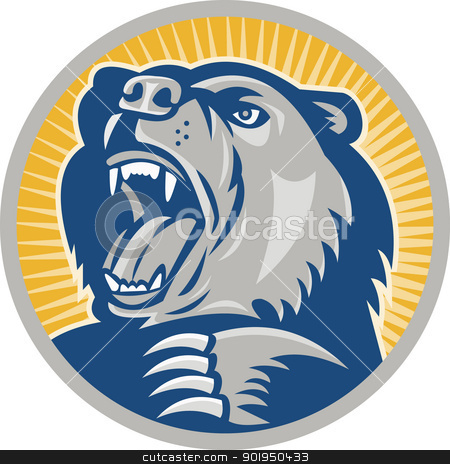 Angry Grizzly Bear Attacking Stock Vector Clipart Illustration Of An