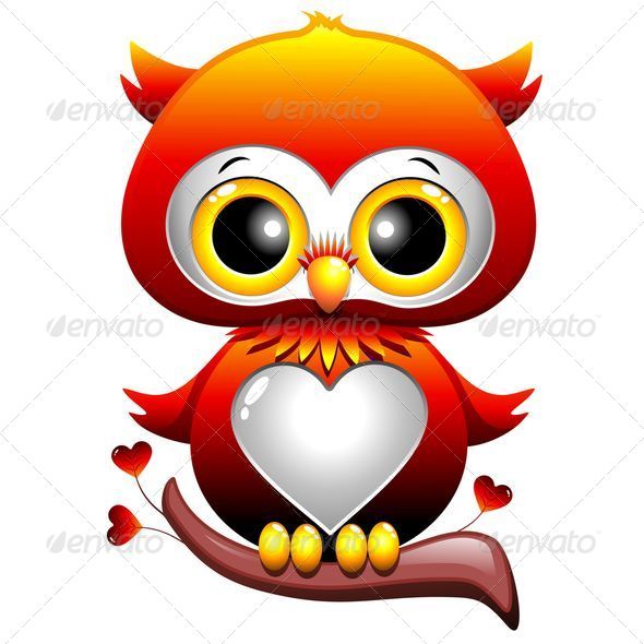 Baby Owl Love Heart Cartoon   Animals Characters