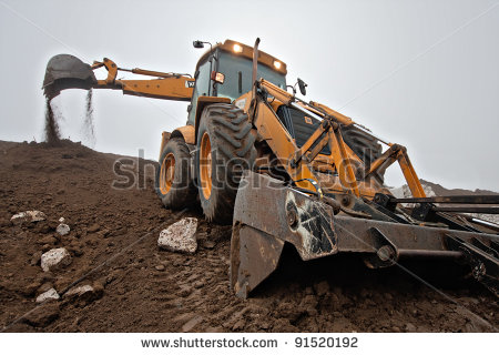 Backhoe Digging Backhoe Digging Trench And