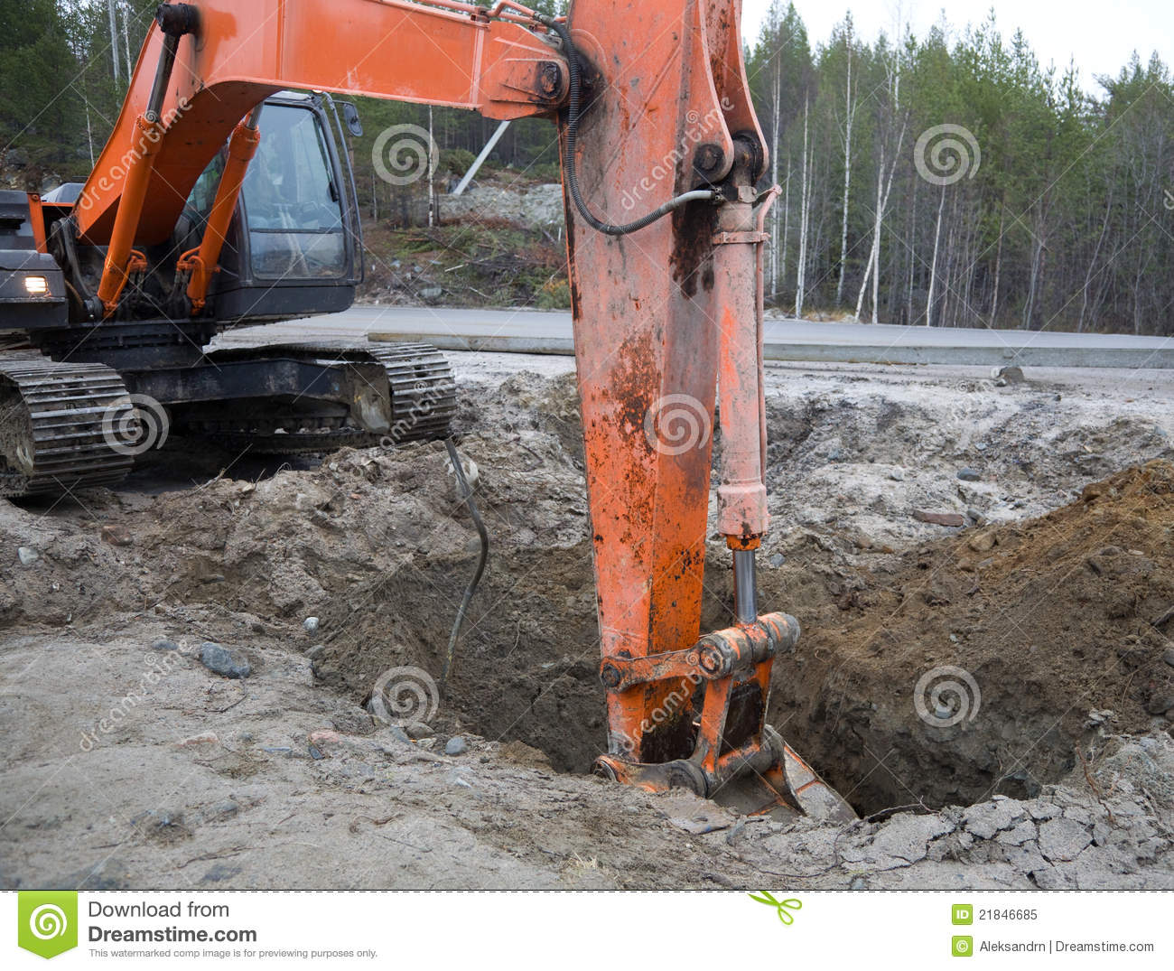 Backhoe Digging Trench Royalty Free Stock Photo   Image  21846685