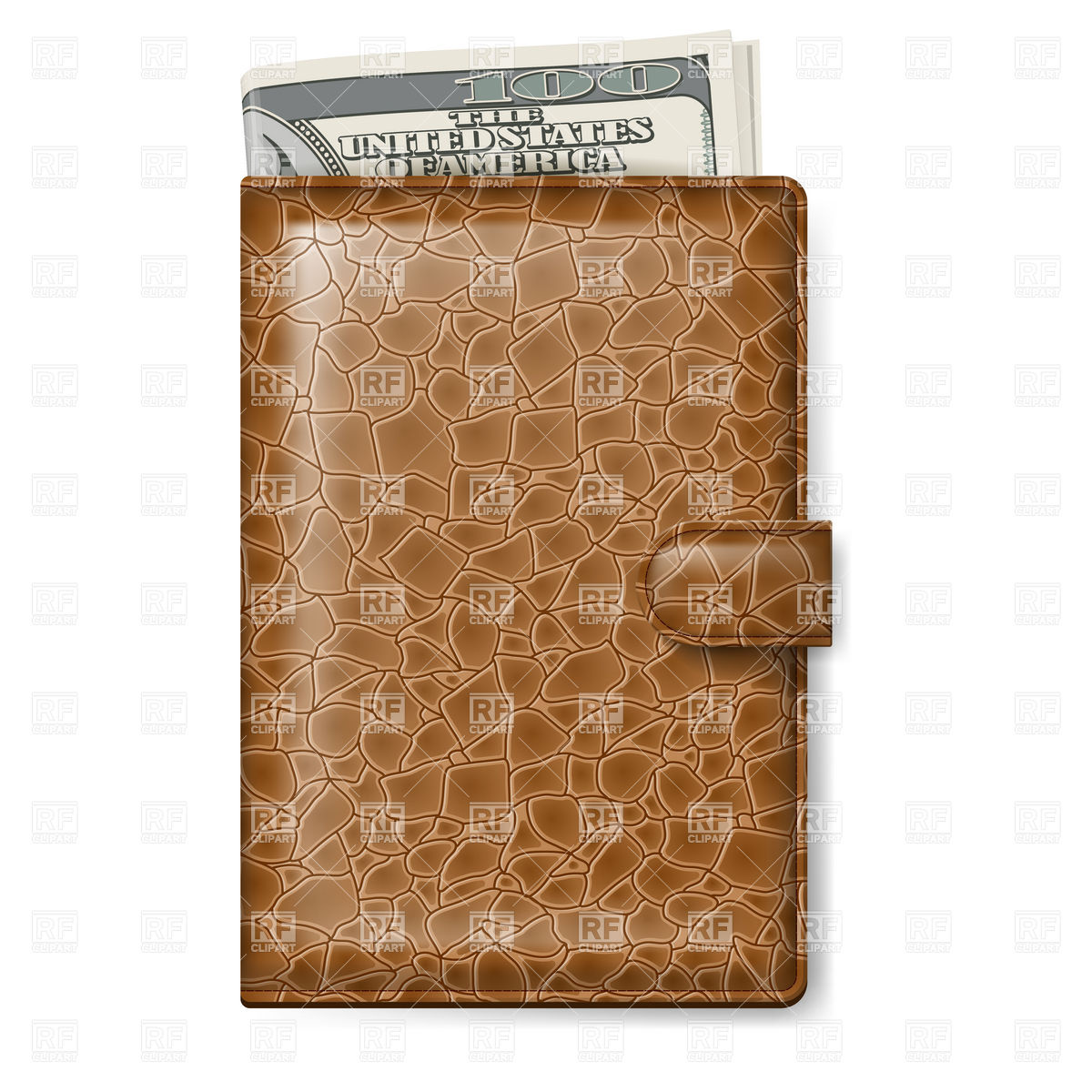 Brown Leather Wallet With Money Download Royalty Free Vector Clipart