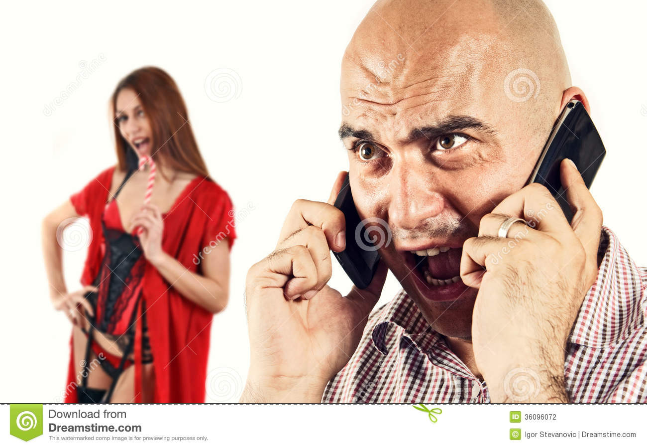 Businessman Ignores Sexy Woman Behind Him Stock Photography   Image