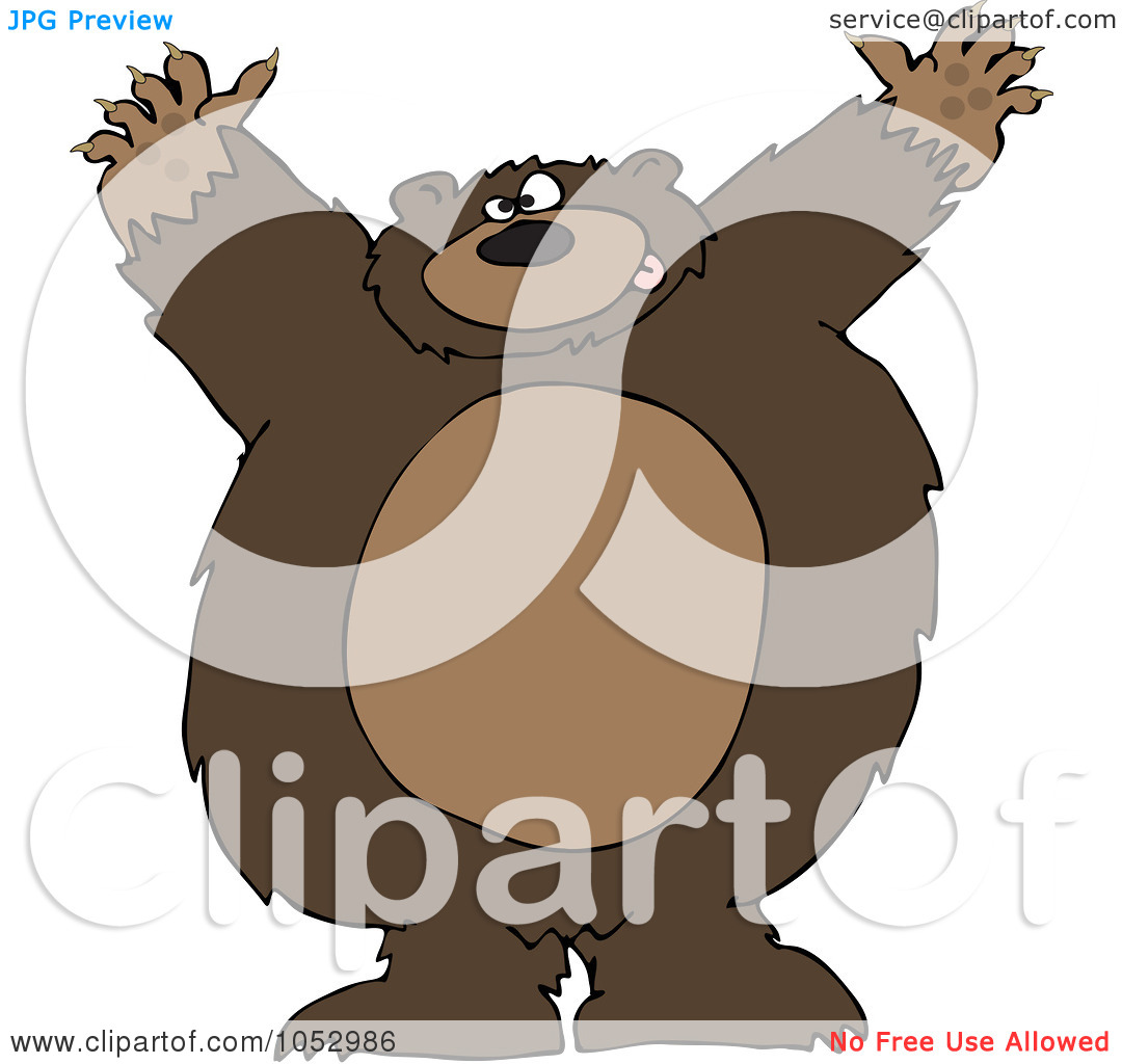Clip Art Illustration Of A Big Brown Bear Attacking By Djart  1052986