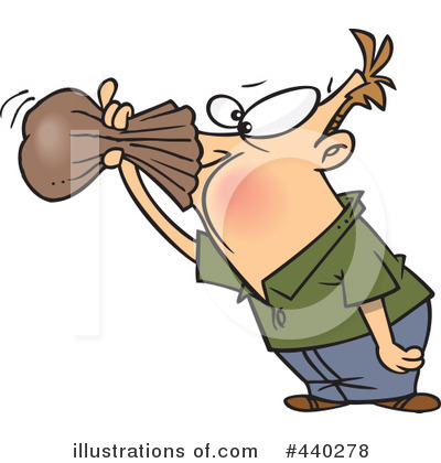 Clip Art Illustration Of A Cartoon Businessman Squeezing A Stress Toy