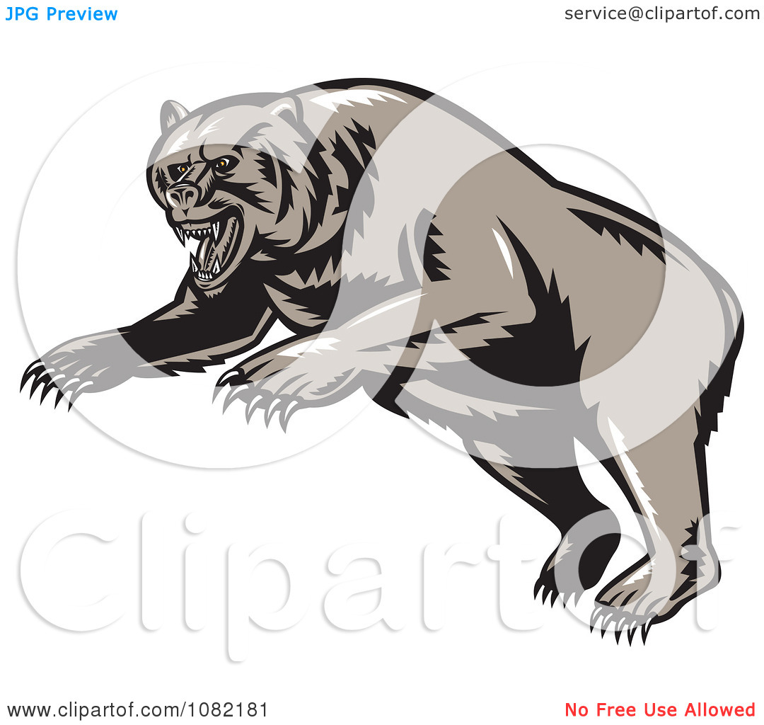 Clipart Attacking Grizzly Bear   Royalty Free Vector Illustration By
