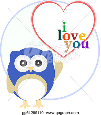 Clipart   Cute Funny Owl With Love Heart  Vector  Stock Illustration