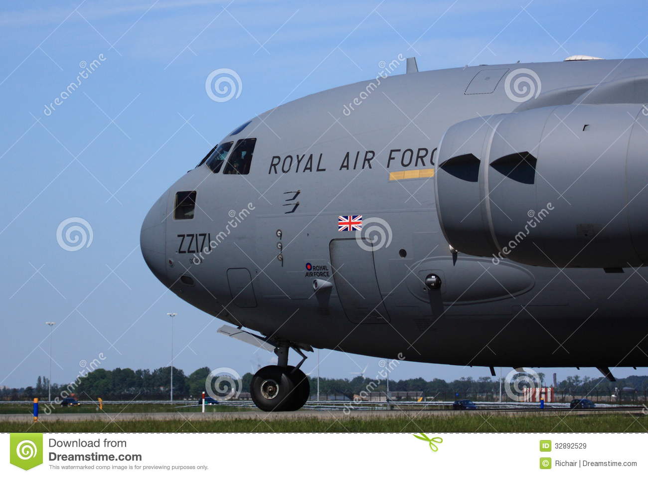 Close Up Of A Royal Air Force C 17 Globemaster Iii Taxiing During A
