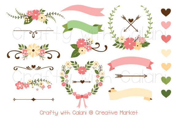 Creativemarket Pink Wedding Flower Clipart 37863
