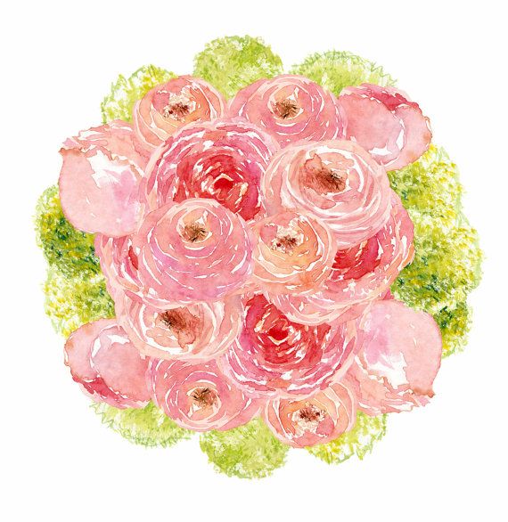 Digital Clipart Watercolor Flowers Peonies Bouquet Digital Peonies    
