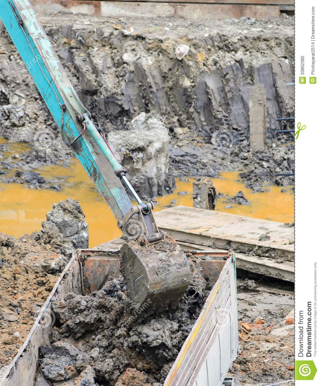 Excavator Digging A Deep Trench Stock Photo   Image  33862380