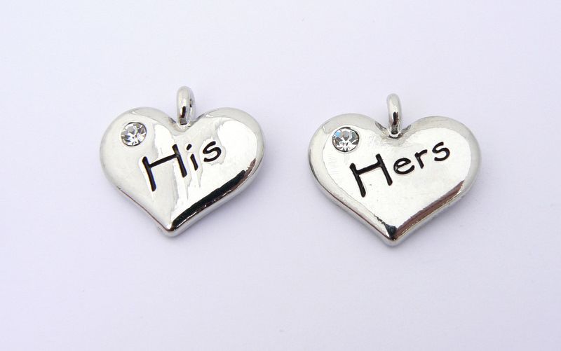 His And Hers Wedding Heart Charms     1 99   Enamel Charms