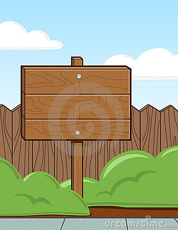 Is A Vector Illustration Of A Wooden Sign In A Yard In The Summertime