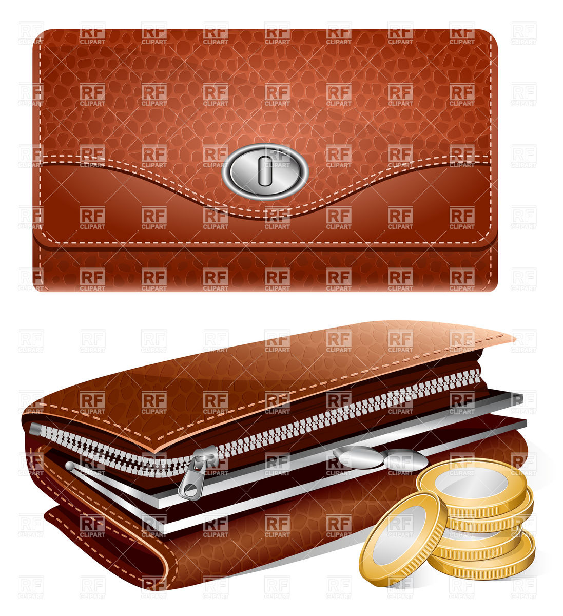 Leather Wallet And Coins Download Royalty Free Vector Clipart  Eps