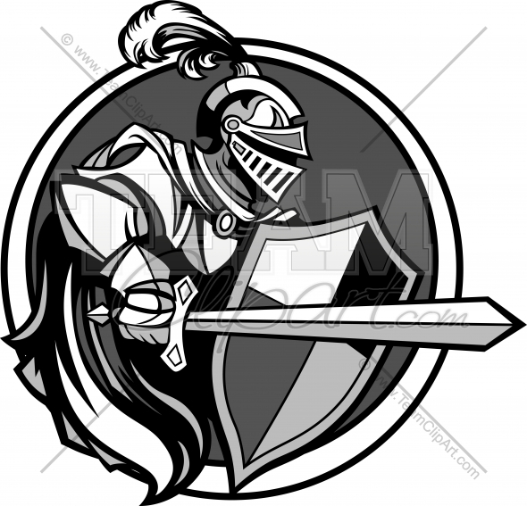 Medieval Knight With Sword And Shield Vector Image   Team Clipart  Com