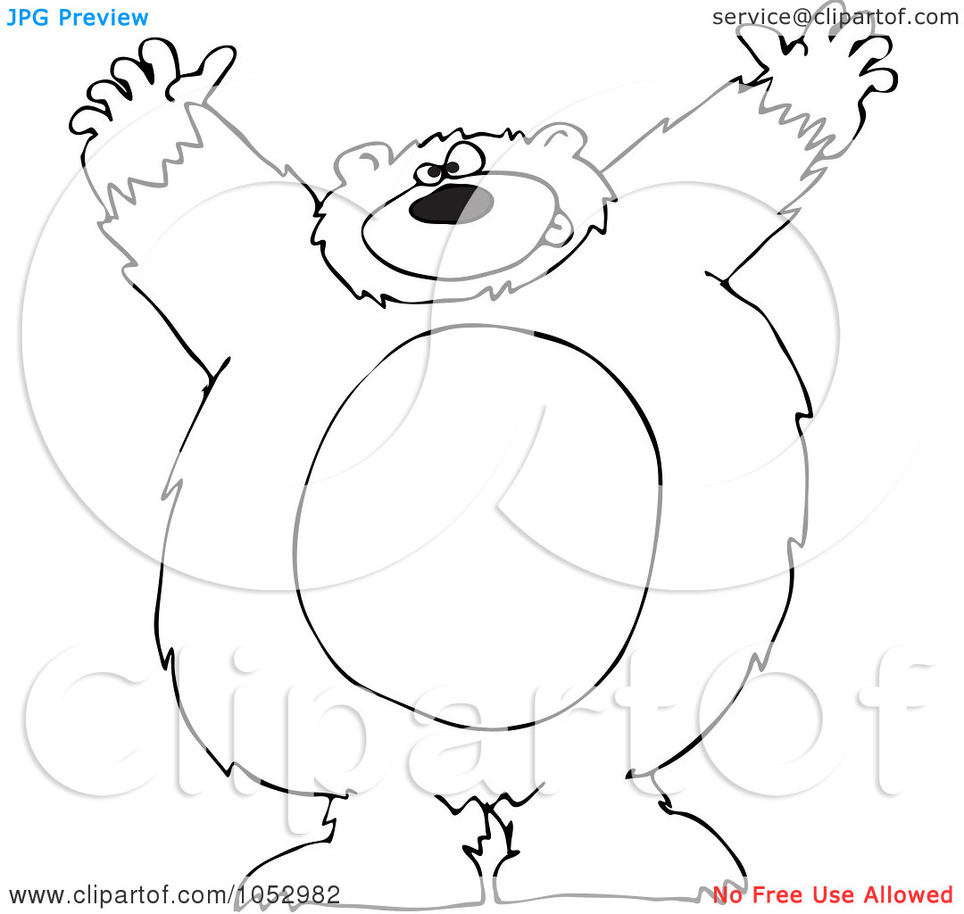 Of A Black And White Big Bear Attacking Outline By Dennis Cox  1052982