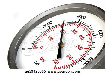     Pressure Gauge Reading A Pressure Of 3000 Psi  Stock Clipart